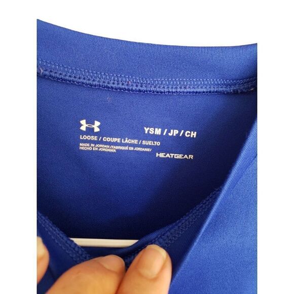 Under Armour Boys' UA Velocity Big Logo Blue Sports Performance Top Small NWOT - Picture 2 of 4